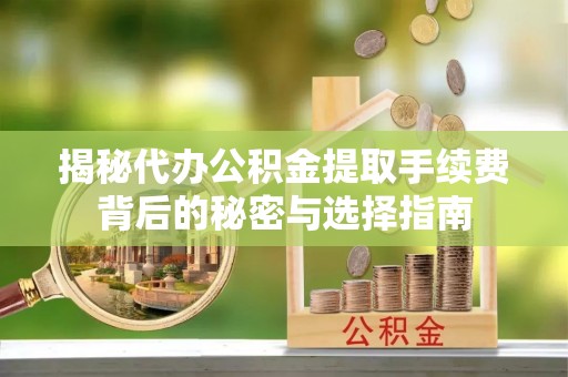 荷塘揭秘代办公积金提取手续费背后的秘密与选择指南