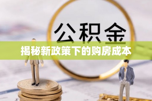 荷塘揭秘新政策下的购房成本